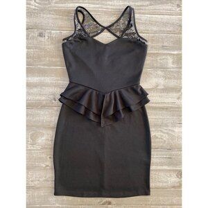 Dots Women's Black Dress Size Medium New Open Back Glittery Flowers NWT